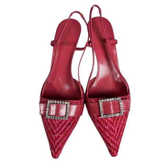 Kate Spade New York Fuchsia Pink Slingback Kitten Heels Size 8 Made in Italy Lux - Picture 3 of 13